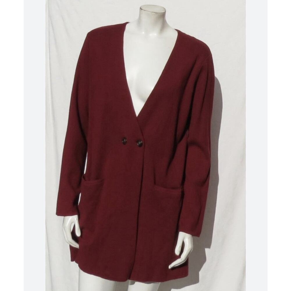 J.Crew Mercantile Cranberry Knit Blazer Cardigan Academia Oversized Sz Large - Picture 2 of 8